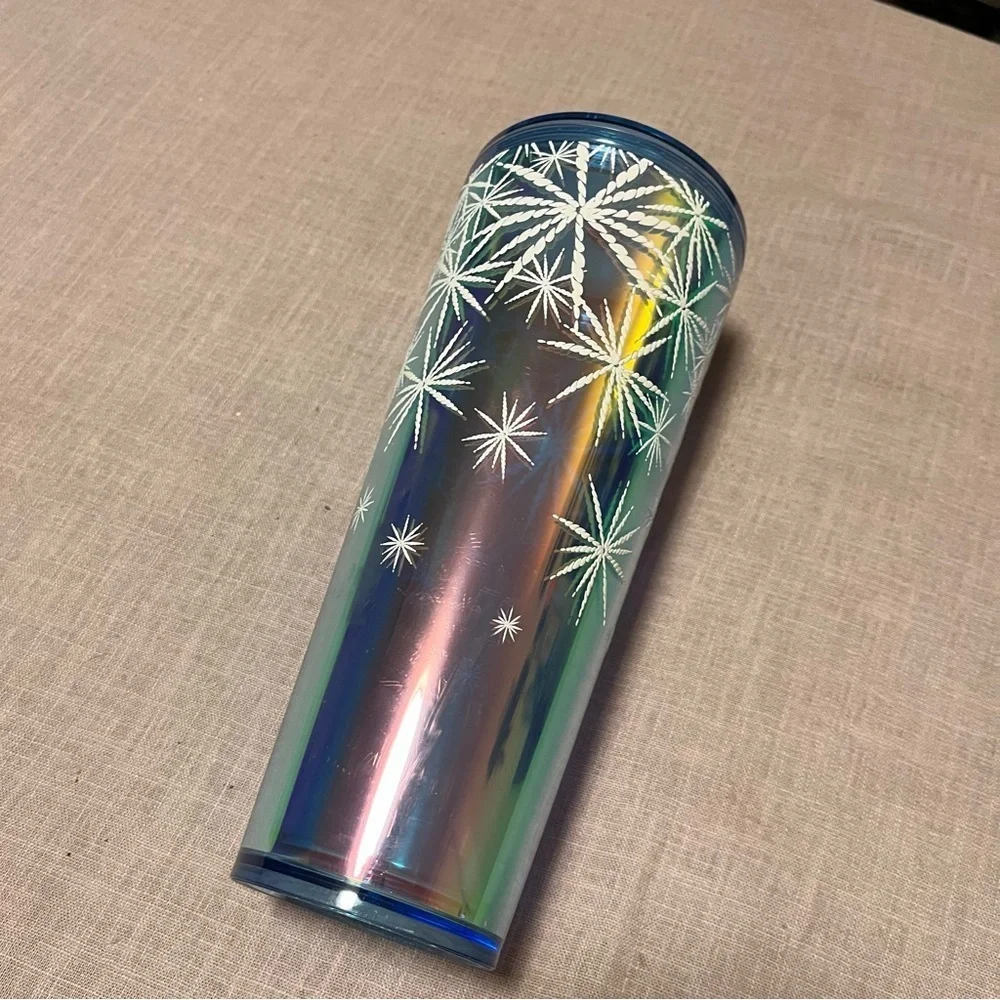 Starbucks Holiday 2023 Iridescent blue/green Backdrop w/Snowflakes 24oz  Tumbler
